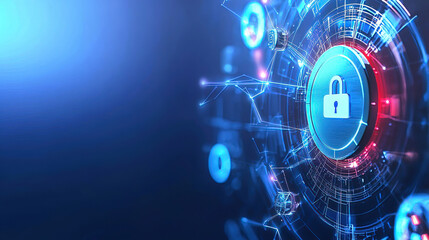 Obraz premium Zero-trust networking enforces security. Access is granted through strict policies. Digital Lock Icon with Security Network Background Design
