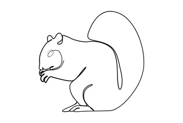minimalist design of squirrel line art drawing
