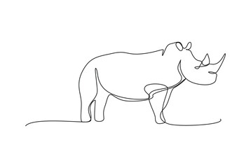 rhinozeros line art drawing with minimalist style