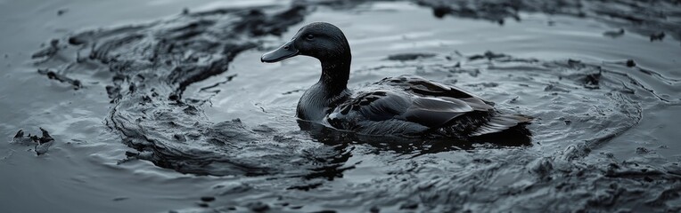 Volunteers rescue an oil-soaked bird, bringing attention to wildlife conservation and environmental responsibility.