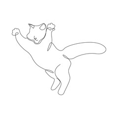 Line Art Cat or Kitten Drawing for wall decoration