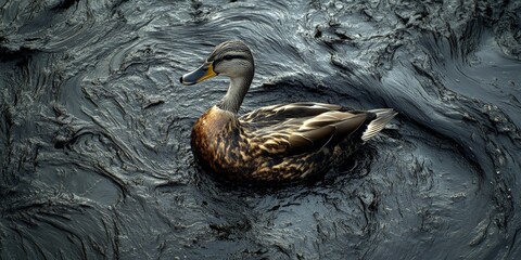 Volunteers rescue an oil-soaked bird, bringing attention to wildlife conservation and environmental responsibility.
