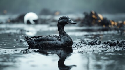 Volunteers rescue an oil-soaked bird, bringing attention to wildlife conservation and environmental responsibility.