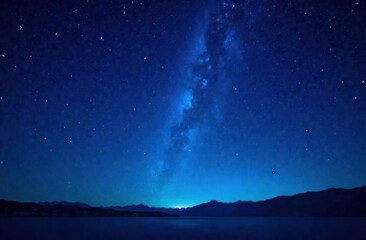 Night starry sky, blue space background with bright stars, nebula