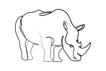 rhinozeros line art drawing with minimalist style