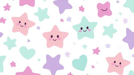 Obraz premium Happy pastel stars seamless pattern background