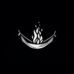 Campfire Burning Beneath a Hammock in the Darkness Symbol of Relaxation and Outdoor Escape