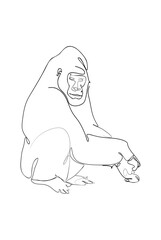 Primates simple line art drawing for interior decoration of the wall