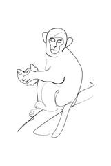 Primates simple line art drawing for interior decoration of the wall
