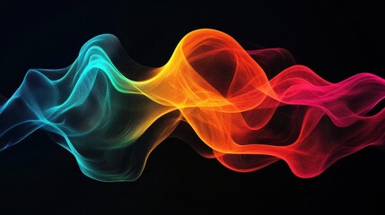 Fototapeta premium Colorful abstract wave patterns in neon blue, orange, and red hues creating a vibrant and energetic visual effect