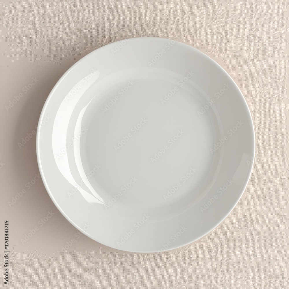 Poster a simple white plate is centered on a textured surface, showcasing its clean design and minimalistic
