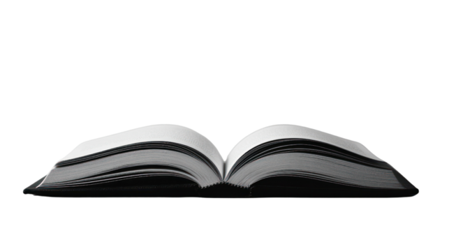 An open book displaying its pages, inviting readers to explore its contents. Ideal for themes of education, knowledge, and storytelling.