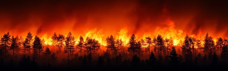 Obraz premium A dramatic image of a rainforest on fire, symbolizing environmental destruction. Ideal for climate awareness projects.