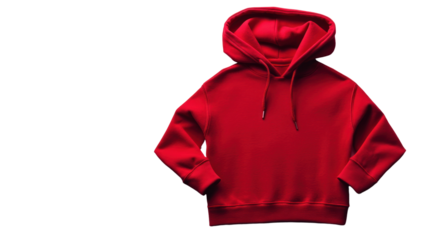 A vibrant red hoodie displayed on a minimalist background, showcasing its casual style and comfort. Perfect for streetwear fashion and everyday wear.