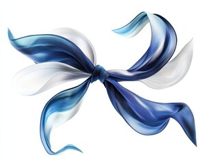 Fototapeta premium Elegant blue and white silk ribbon with flowing edges, perfect for design projects.