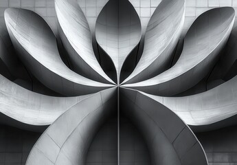 Abstract Architectural Design Featuring a Modern Flower-Like Shape in a Monochrome Palette, Illustrating Innovation and Elegance in Contemporary Structures