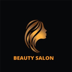  golden woman silhouette with long hair solon logo