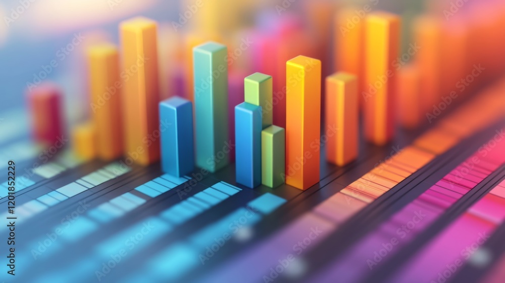 Leinwandbilder a close-up of a d histogram with varying bar heights and depths, highlighting the distribution of da