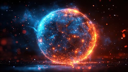 Glowing energy sphere, digital art, abstract world.