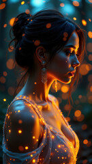 Fototapeta premium AI Girlfriend - Enchanted by Firefly's Light