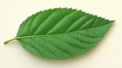 Obraz premium A Single Green Leaf Isolated on White Background