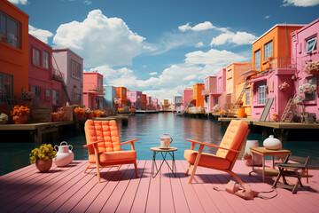 Refreshing mountain view with fresh air and blooming wildflowersf