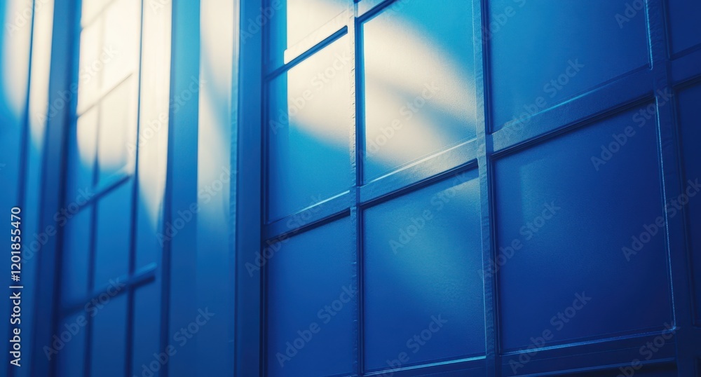 Aufkleber abstract blue background with light reflections on geometric window panels creating a calm and tranq