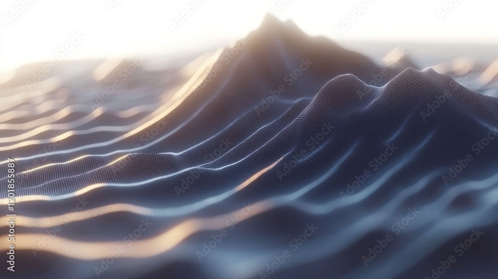 Canvas Prints ethereal glowing particle landscape: abstract hills in soft light