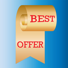 Sale label scroll. Best offer, best choice, order now, special offer, free delivery sale banners. Gold gradient scroll ribbons, tags and stickers. Vector illustration.