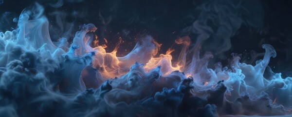 Blue atmospheric haze with wavy smoke currents, , swirling, dynamic