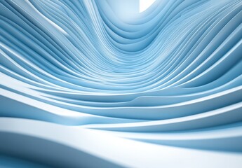 Obraz premium Abstract Flow of Light Blue Curved Lines Creating a Serene and Calming Space, Perfect for Modern Design, Technology Themes, and Artistic Backgrounds