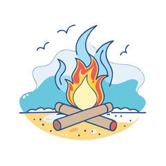 bonfire on the beach icon, bonfire on the beach vector illustration-simple illustration of bonfire on the beach, perfect for bonfire on the beach logos and icons