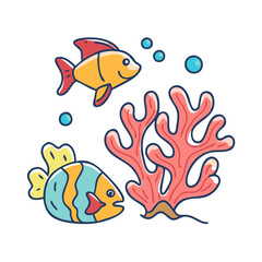 Naklejka premium coral and fish icon, coral and fish vector illustration-simple illustration of coral and fish, perfect for coral and fish logos and icons