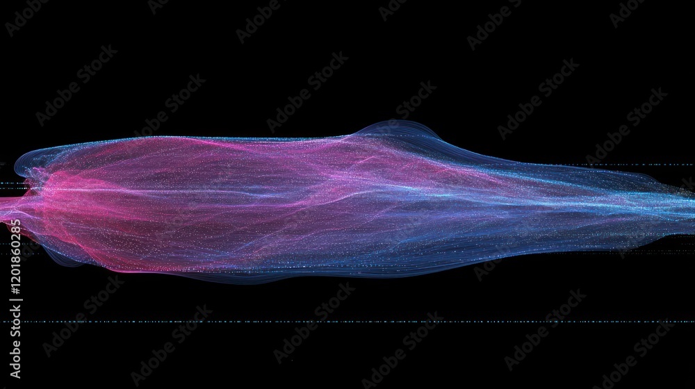 Poster ethereal flowing particles: abstract wave of light and color