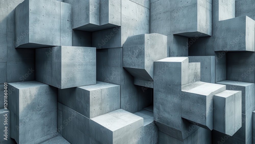 Poster abstract geometric background of uneven concrete blocks casting shadows, showcasing modern minimalis