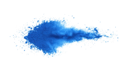 Vibrant blue powder cloud swirling with energy, creating an artistic explosion of color, ideal for backgrounds, creative designs, or artistic projects.