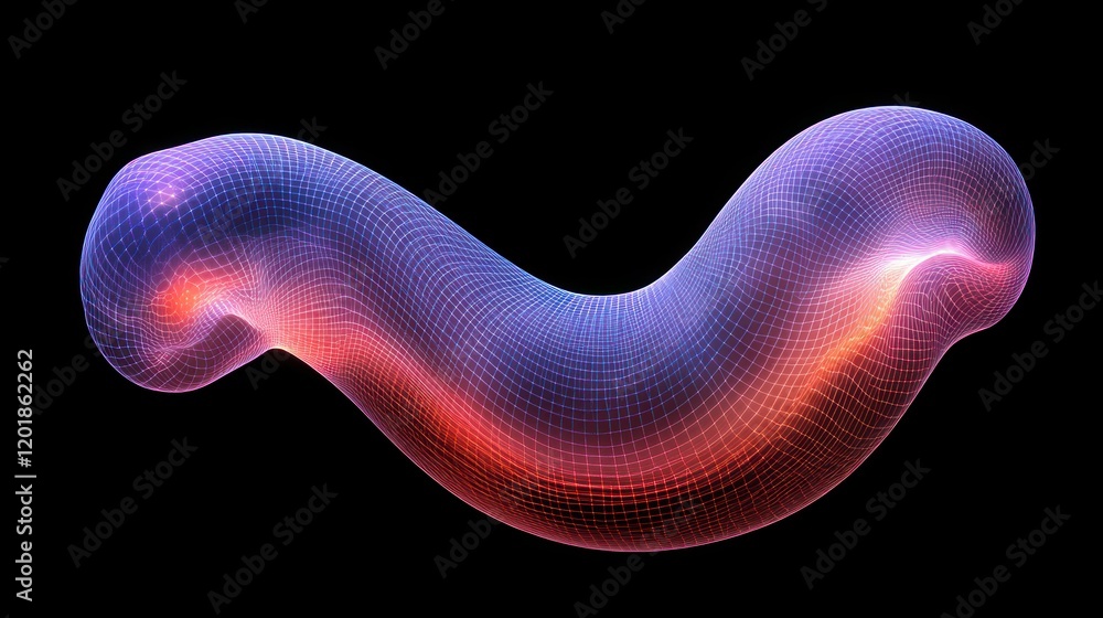 Poster abstract swirling form with glowing particles and vibrant gradient colors