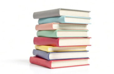 all stack of color Books isolated on white background