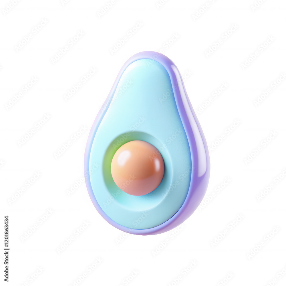 Poster this image features a vibrant 3d avocado design, showcasing smooth curves and a playful color palett