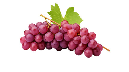 Fototapeta premium Close up of a bunch of red grapes with green leaves 