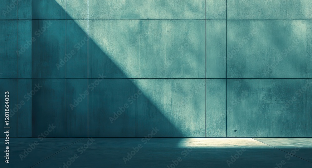 Poster abstract minimalist background with a smooth concrete wall illuminated by soft natural light, creati