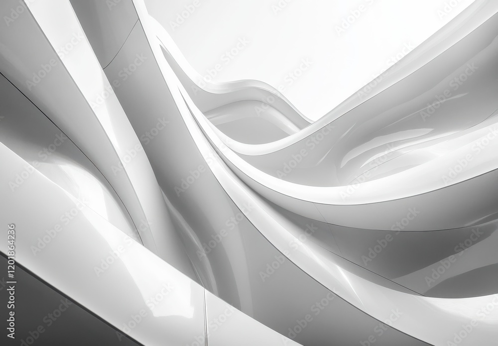 Poster Abstract Modern Design with Curved Lines and Smooth Surfaces Illustrating Movement and Fluidity in Minimalist Style for Unique Visual Appeal