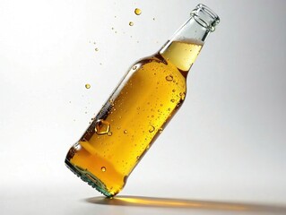 Floating Beer Bottle with Droplets - AI Photo
