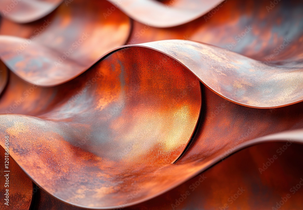 Poster abstract texture of fluid waves with rich orange and brown hues creating an artistic representation 