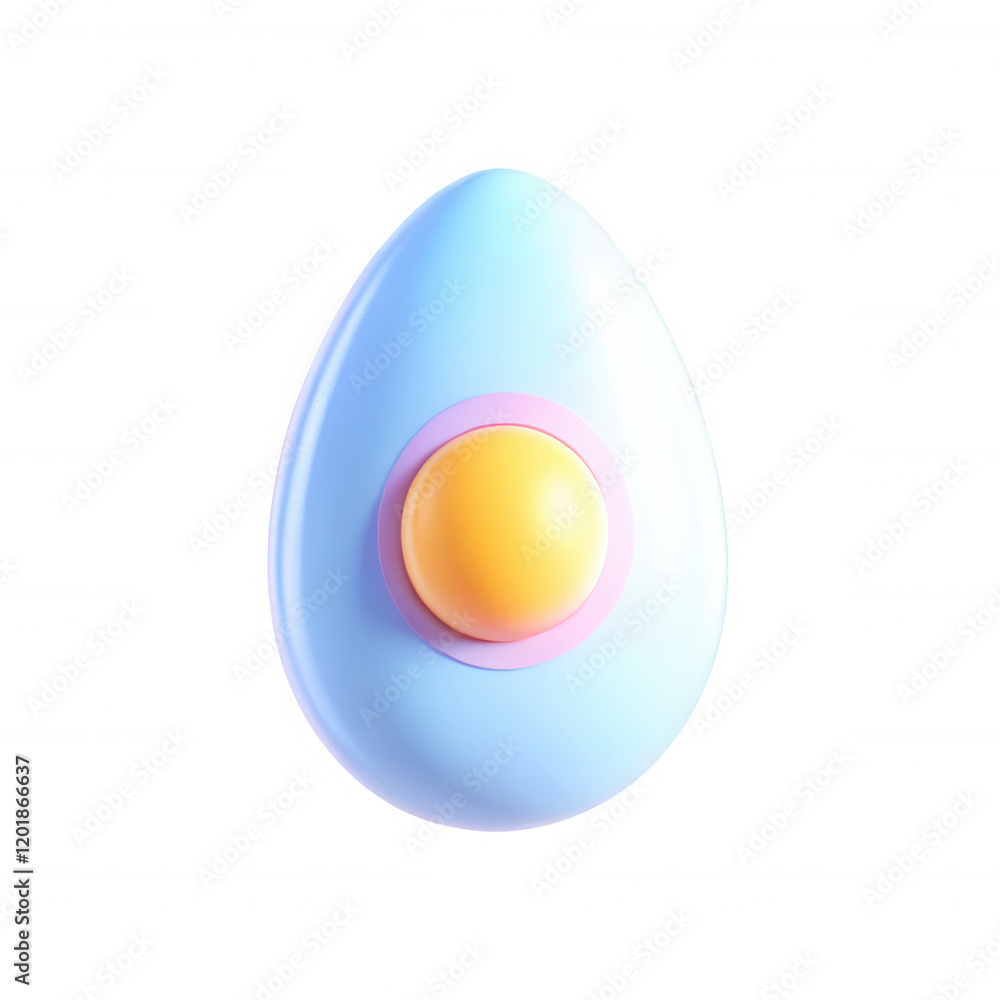 Aufkleber a creative design of a blue egg-shaped object featuring a colorful button in the center. it showcase