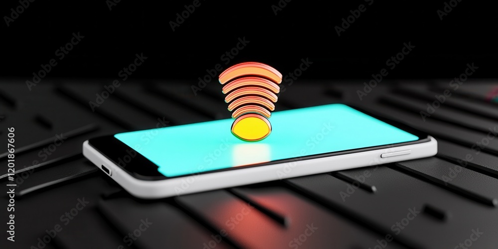 Poster smartphone with sound waves visual effect