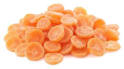 Delicious fresh carrots sliced, isolated on a clean white background