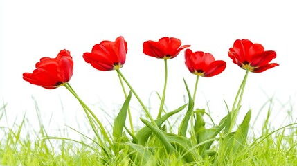 Fototapeta premium Vibrant red tulips in bloom captivating springtime flower garden scene vivid