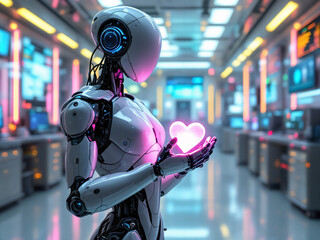 Fototapeta premium Robot, Valentine's Day, heart