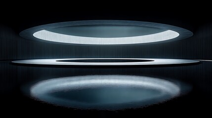 Abstract Circular Architectural Design With Reflective Floor